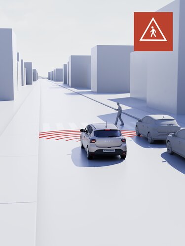 Automatic emergency braking with pedestrian and cyclist detection - Dacia Sandero